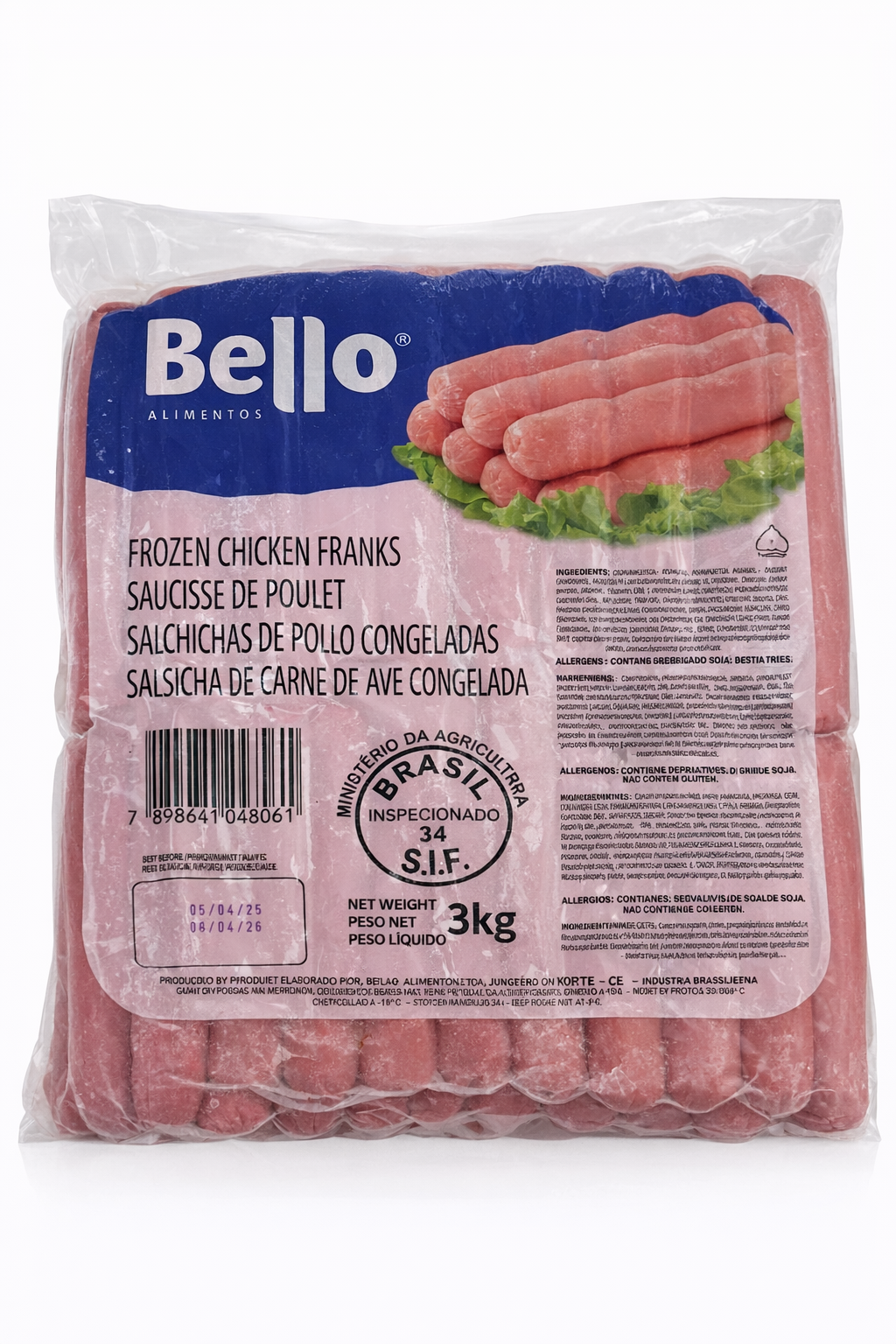 Salchichas Naturales Franks de Pollo Bello – 3 kg